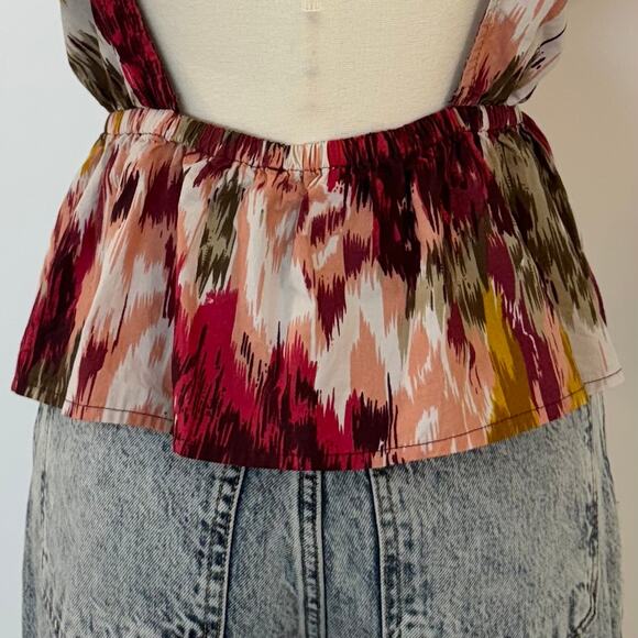 Love the Label Anthropologie Painterly Open-Back Blouse Crop Top | Size XS - Picture 6 of 10